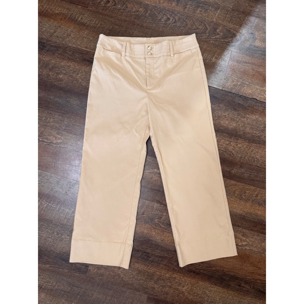 Chico's Wide Leg Crop Pants Size 1 (US 8) Beige Double Button